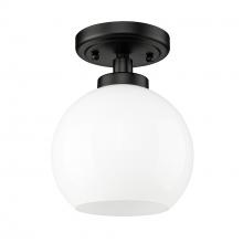  4855-FM BLK-VMG - Galveston BLK Flush Mount in Matte Black with Vintage Milk Glass Shade